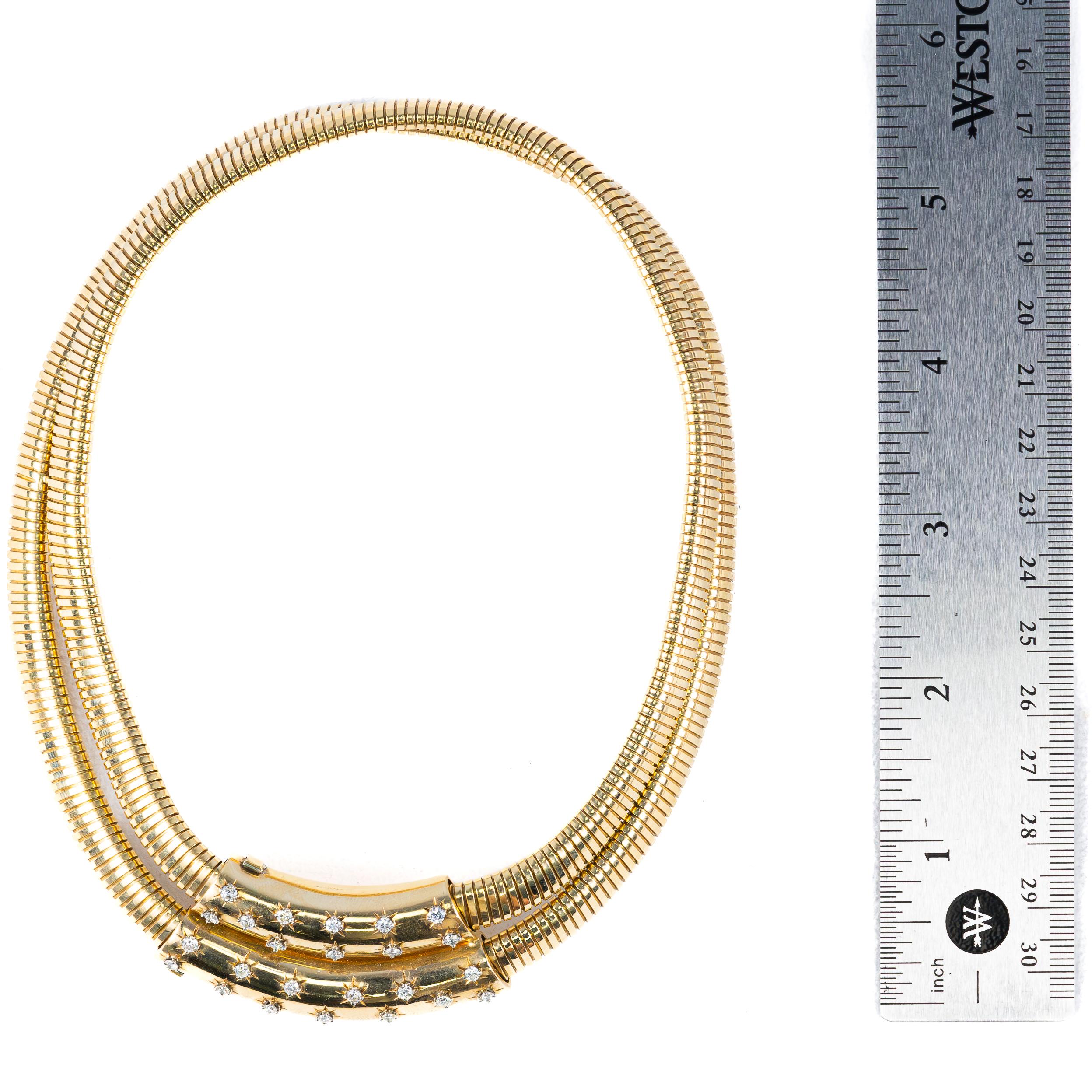 Retro Vintage Tubogas Collar Diamond Necklace For Sale