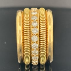 Vintage Tubogas Diamond Band Ring, or jaune 18K 1.44 CTW, Circa 1980s