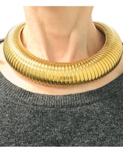 Vintage Tubogas Necklace 14k Gold Italian Collar Necklace