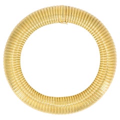 Vintage Tubogas Necklace 14k Gold Italian Collar Necklace