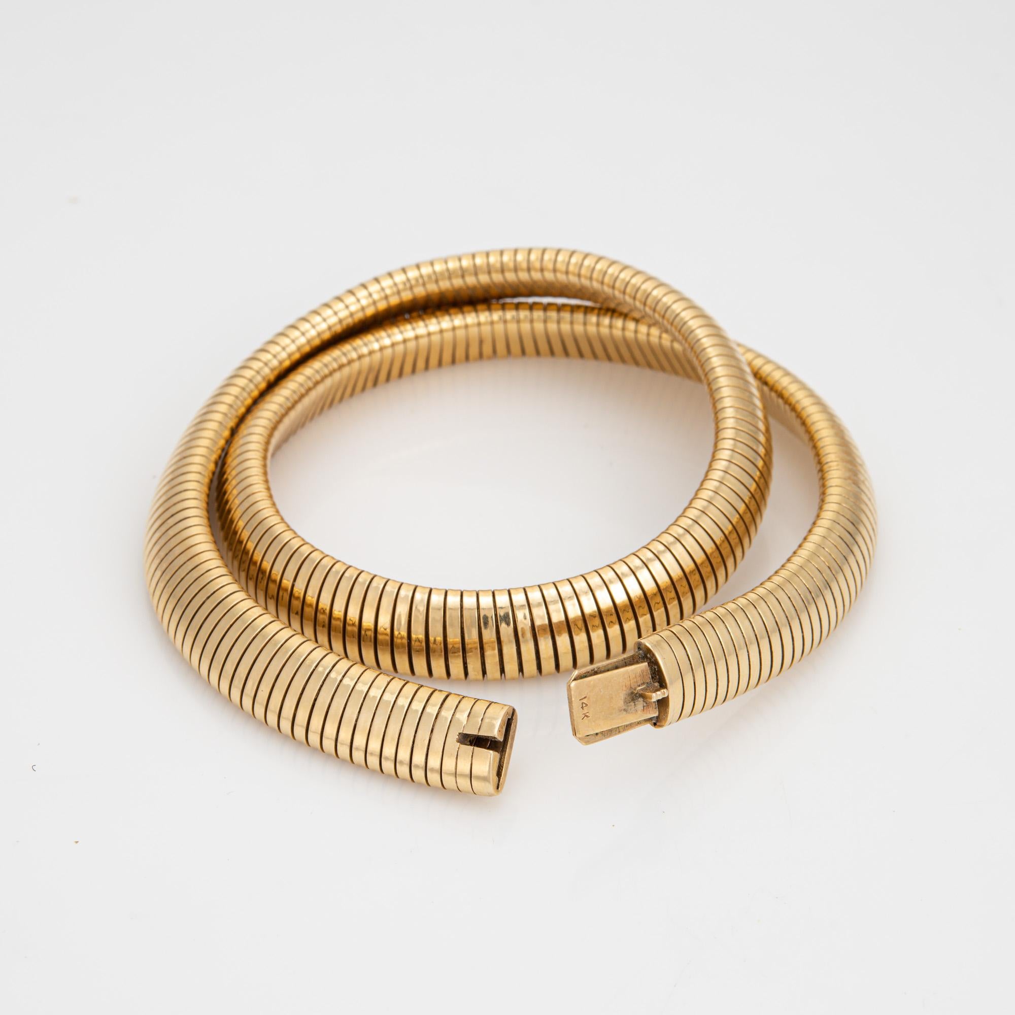 Modern Vintage Tubogas Necklace 14k Yellow Gold Heavy Bracelet 16