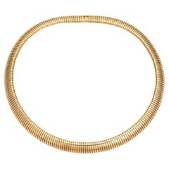 Vintage Tubogas Necklace 14k Yellow Gold Heavy Bracelet 16" Collar Choker