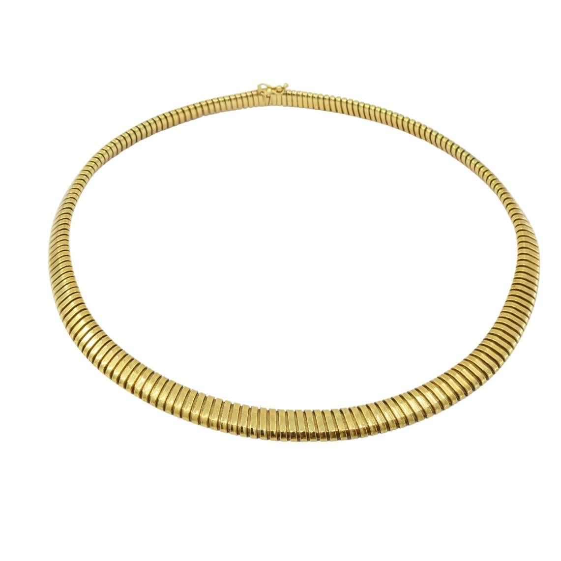 Vintage Tubogas Necklace 18k Gold Estate Jewelry In Excellent Condition For Sale In Beverly Hills, CA