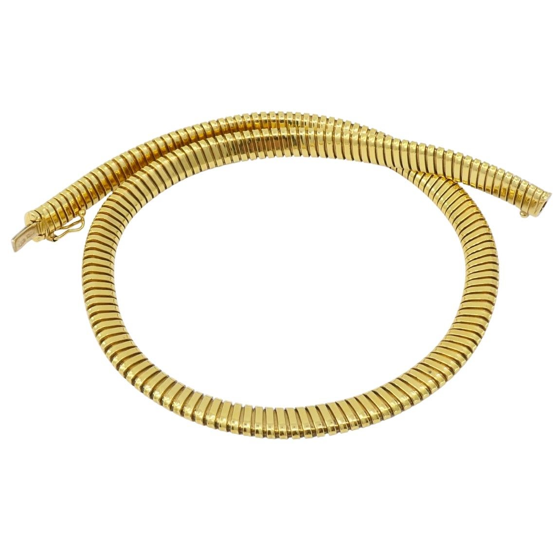 Vintage Tubogas Necklace 18k Gold Estate Jewelry For Sale 4