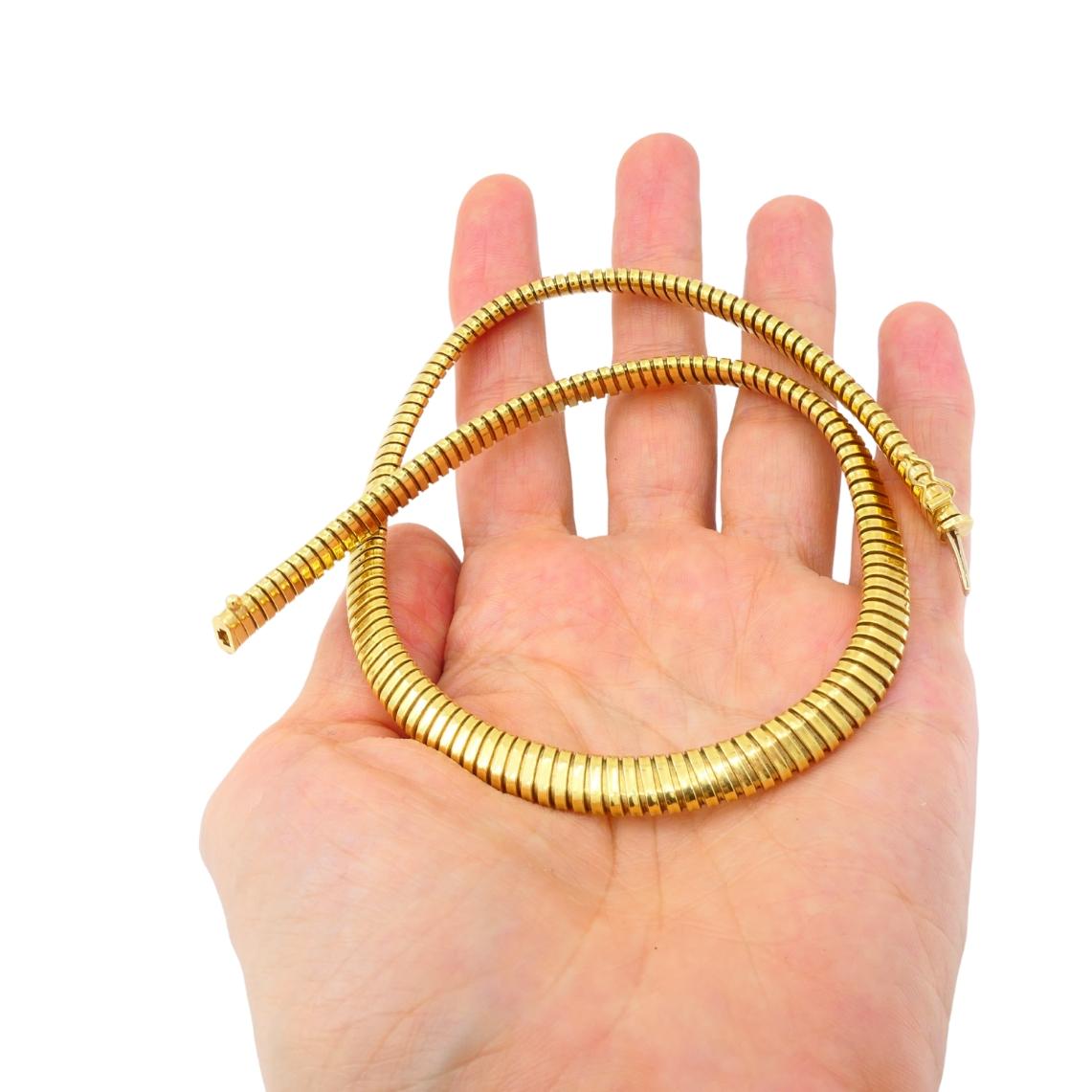 Vintage Tubogas Necklace 18k Gold Estate Jewelry For Sale 5