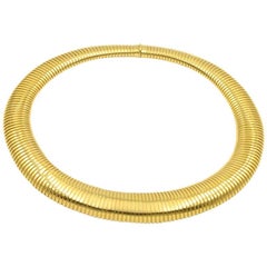 Vintage Tubogas Omega Chain 18 Karat Gold Choker Necklace