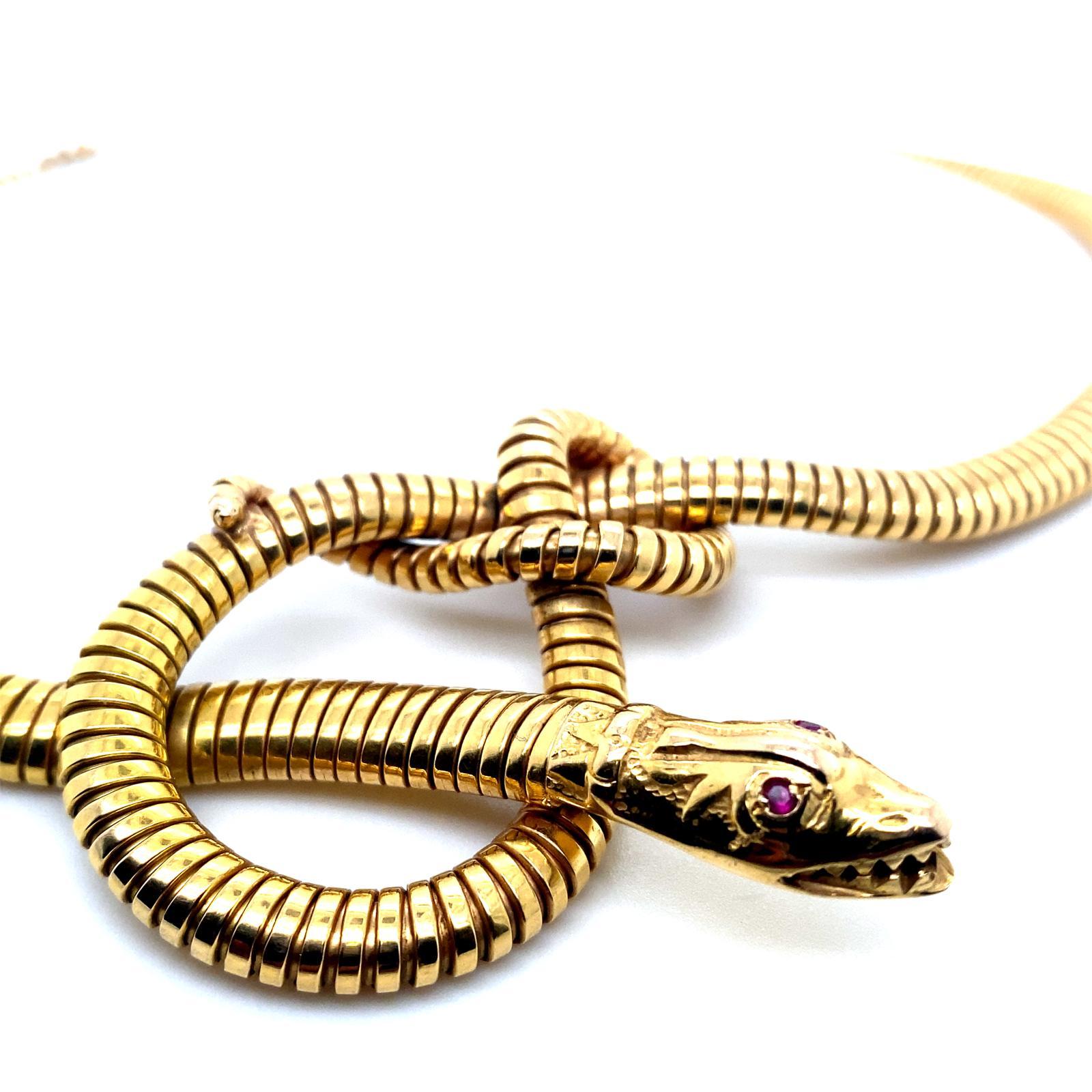 Collar Vintage Tubogas Serpiente Amarillo 18 Kilates de Brevettato en Bueno estado para la venta en London, GB