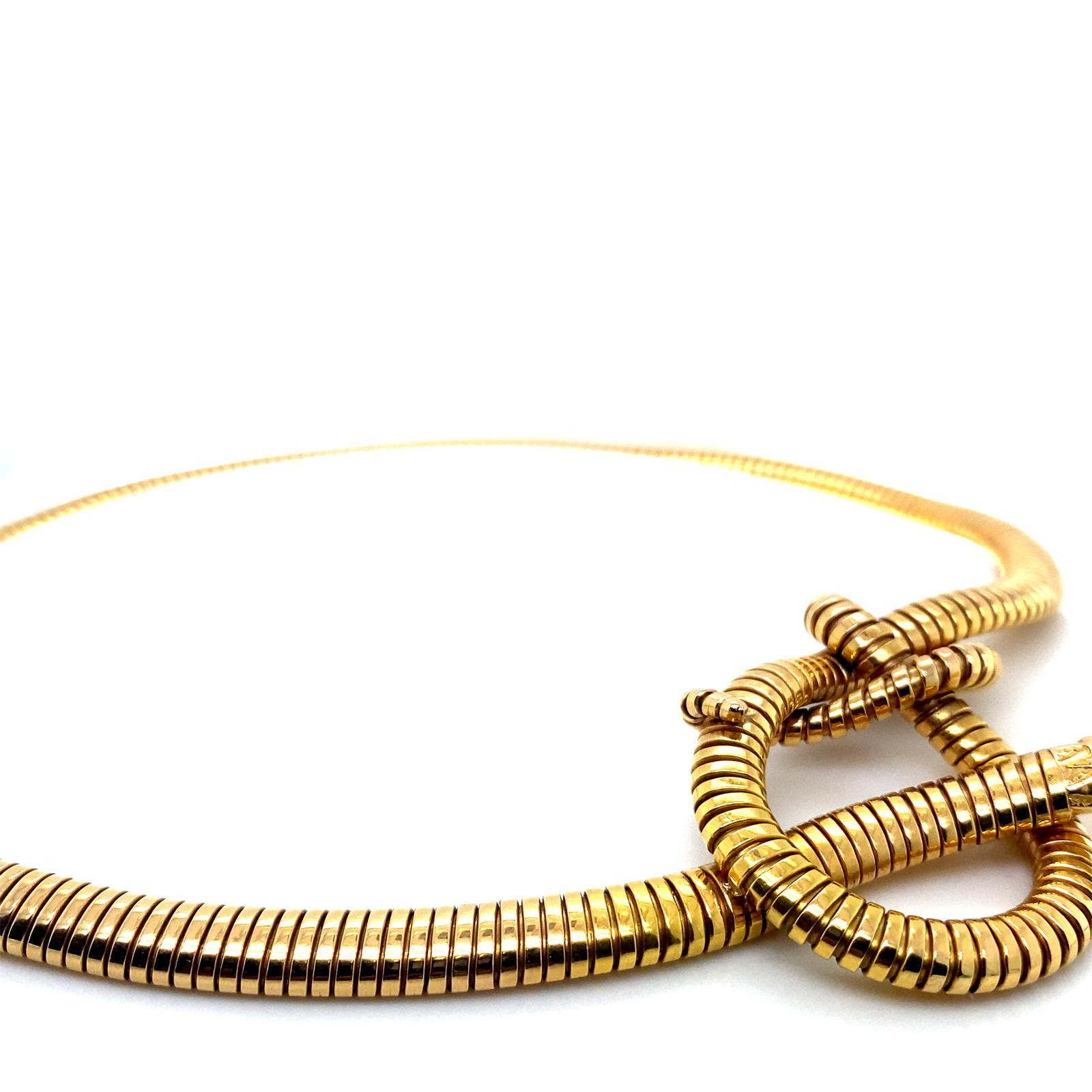 Collar Vintage Tubogas Serpiente Amarillo 18 Kilates de Brevettato en venta 1