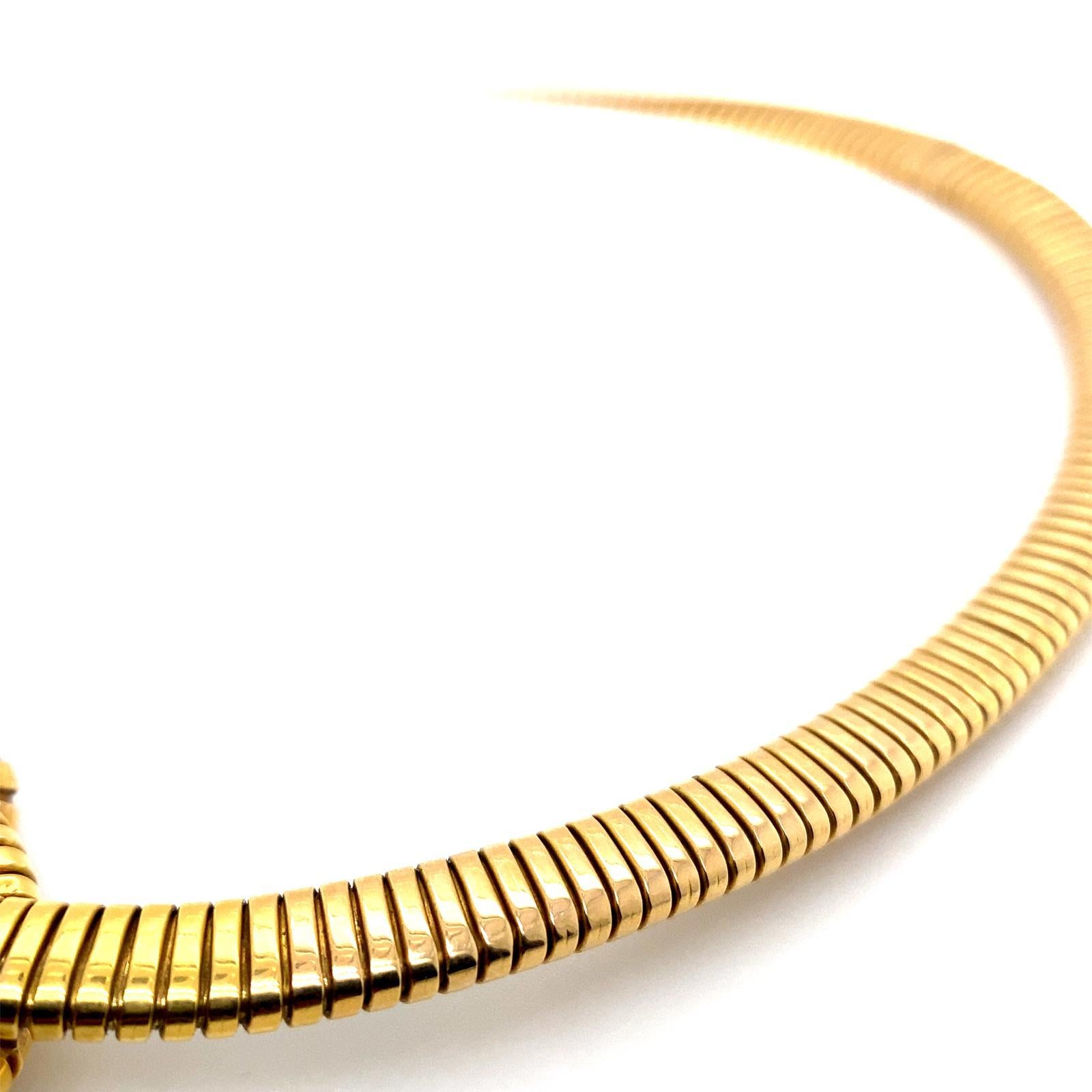 Collar Vintage Tubogas Serpiente Amarillo 18 Kilates de Brevettato en venta 2