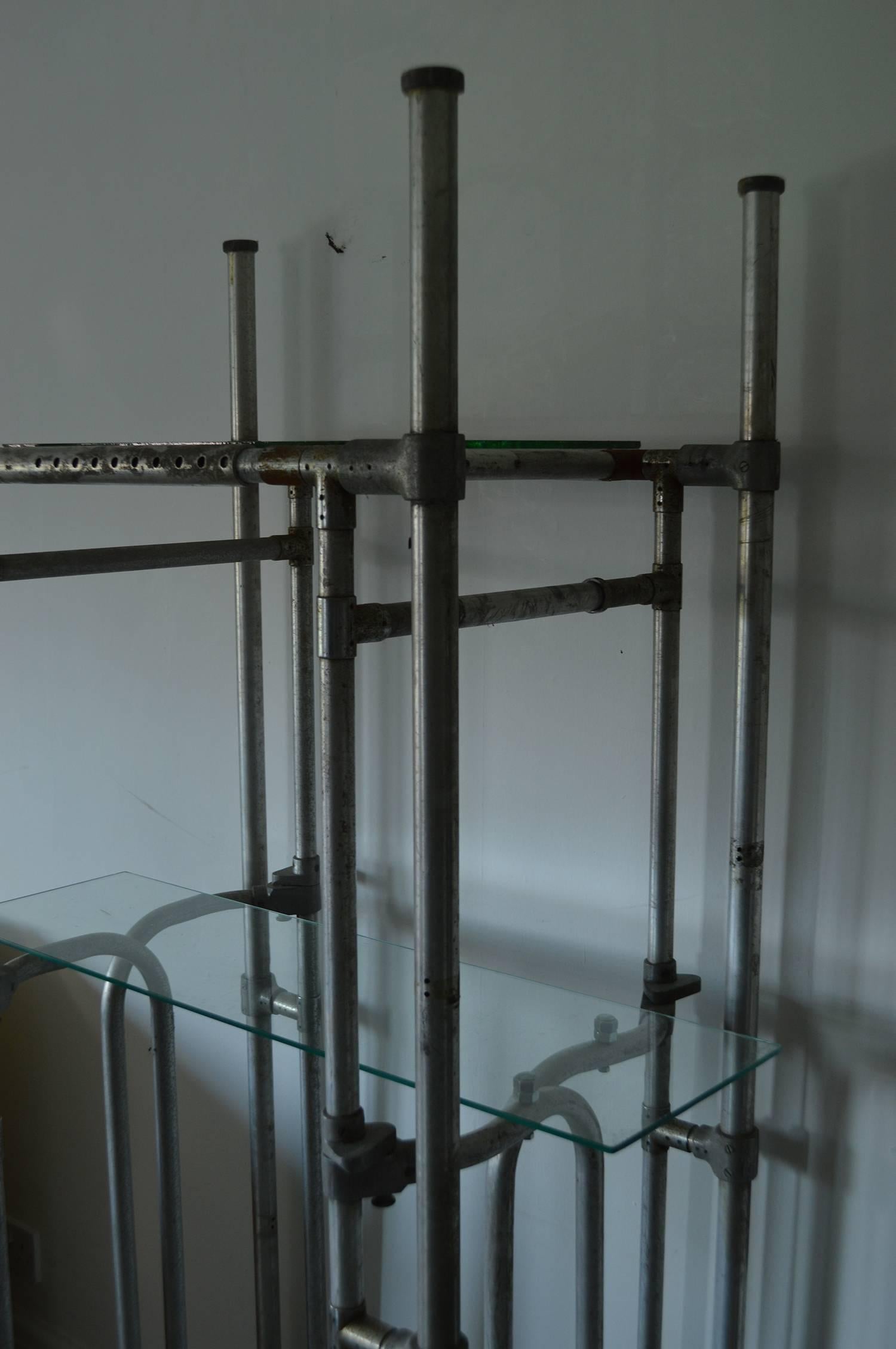 Machine-Made Vintage Tubular Aluminium Industrial Shelving or Étagère