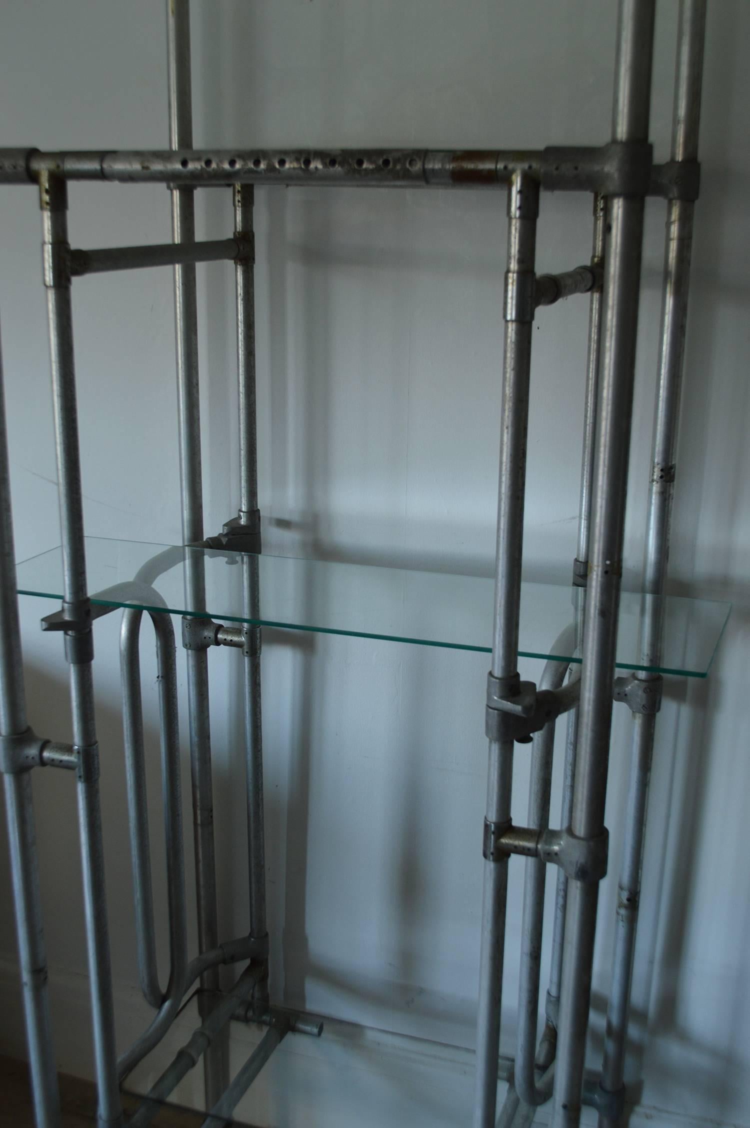 Vintage Tubular Aluminium Industrial Shelving or Étagère 1