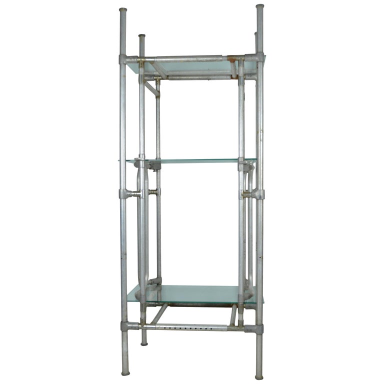 Vintage Tubular Aluminium Industrial Shelving or Étagère For Sale at