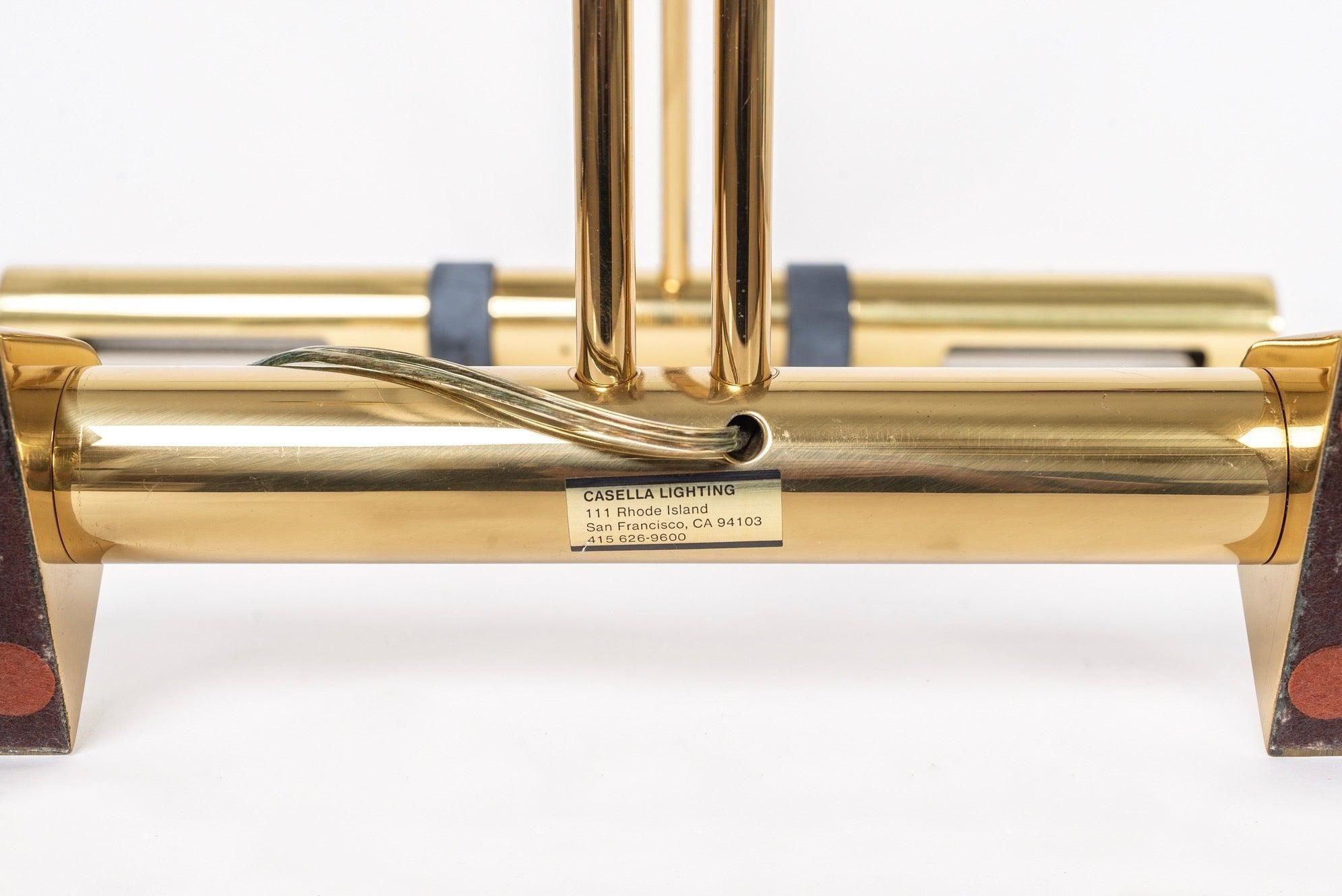 Lámpara de sobremesa vintage de latón tubular de Casella Lighting, años 70 en venta 2