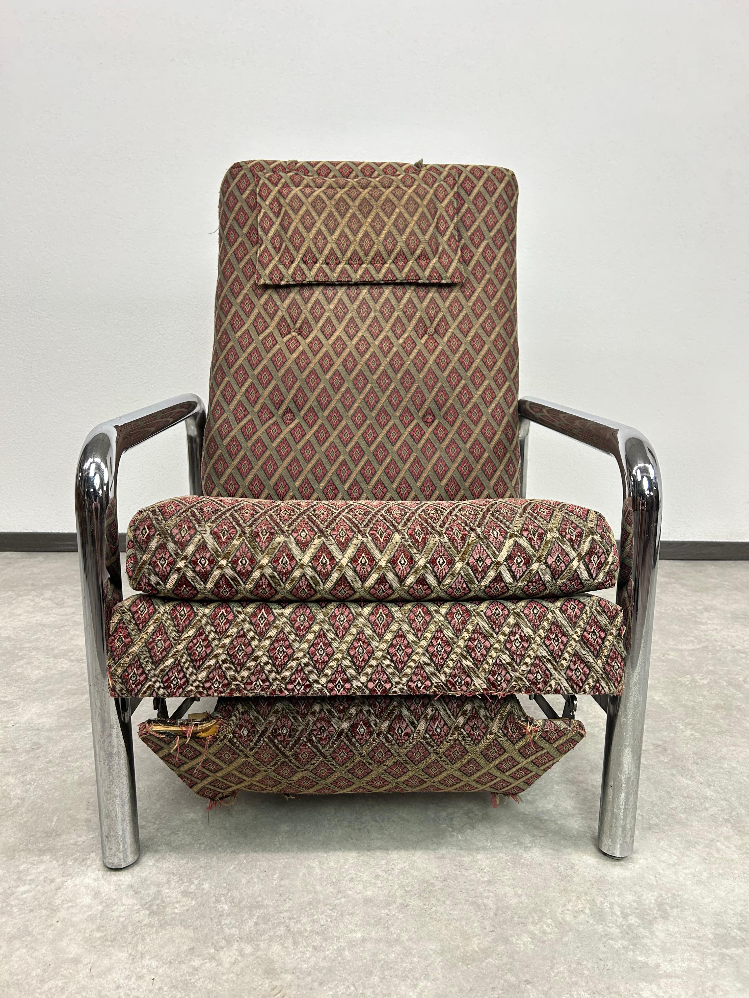 Vintage Tubular Chrome Recliner by Milo Baughman for James Inc./Thayer Coggin For Sale 1