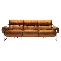 Vintage Tucroma sofa in cagnac leather by Guido Faleschini for i4 Mariani Italy.