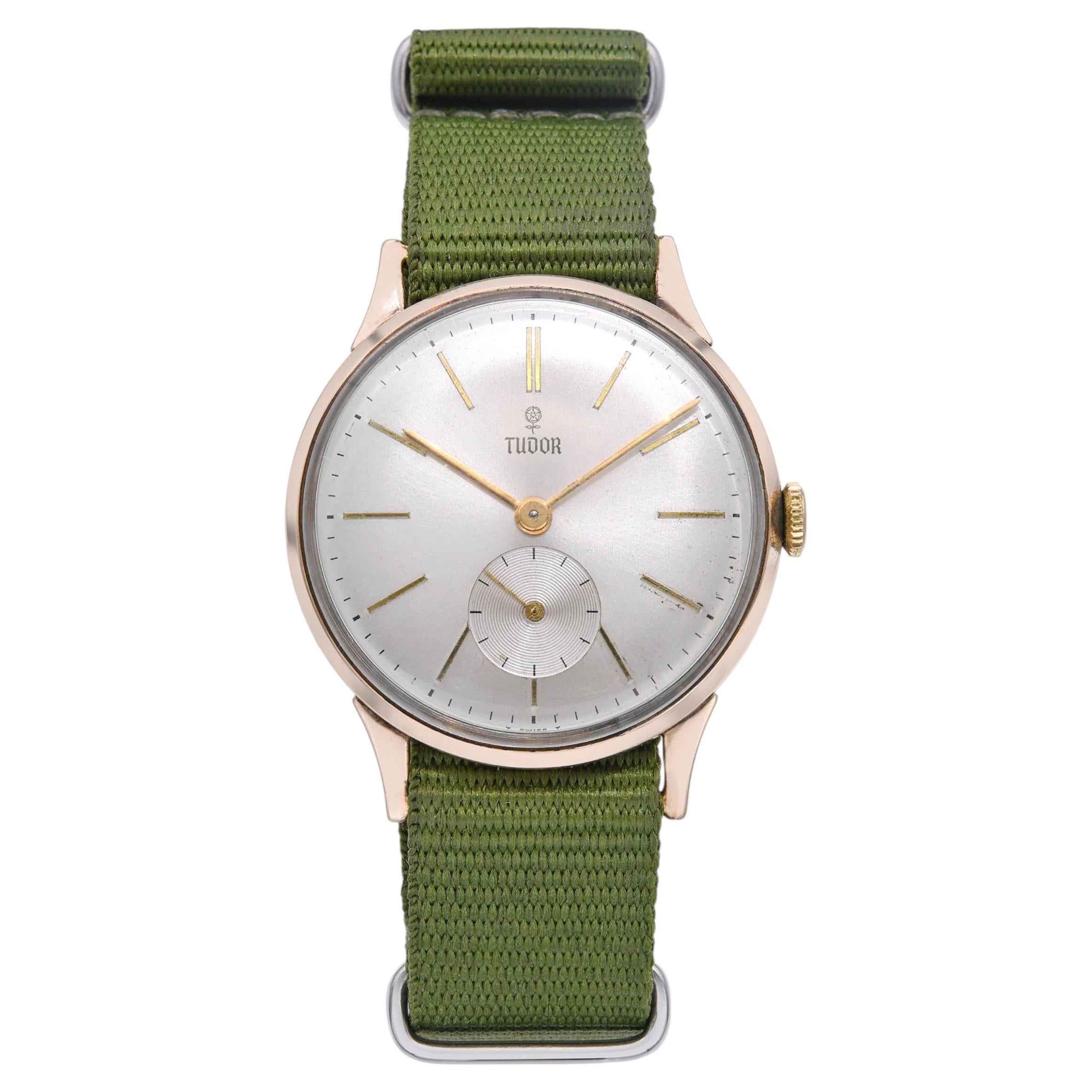 Vintage Tudor 1950s 9k Gold Herrenuhr im Angebot