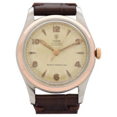 Vintage Tudor Oyster 14 Karat Rose Gold and Stainless Steel Watch, 1964