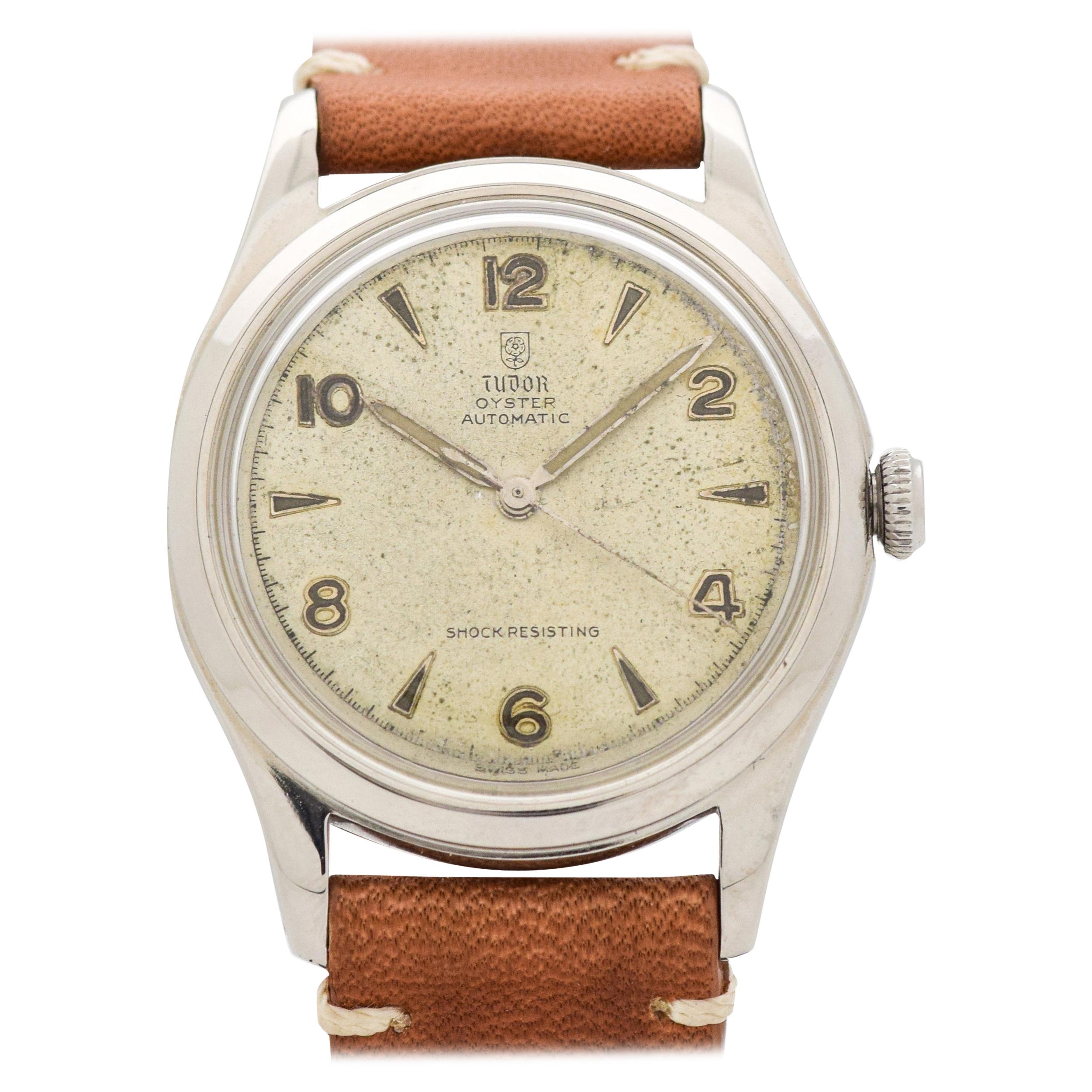 Vintage Tudor Oyster Stainless Steel Watch, 1950s For Sale