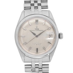 Vintage Tudor Prince OysterDate 34mm Steel 14k White gold Watch 7966