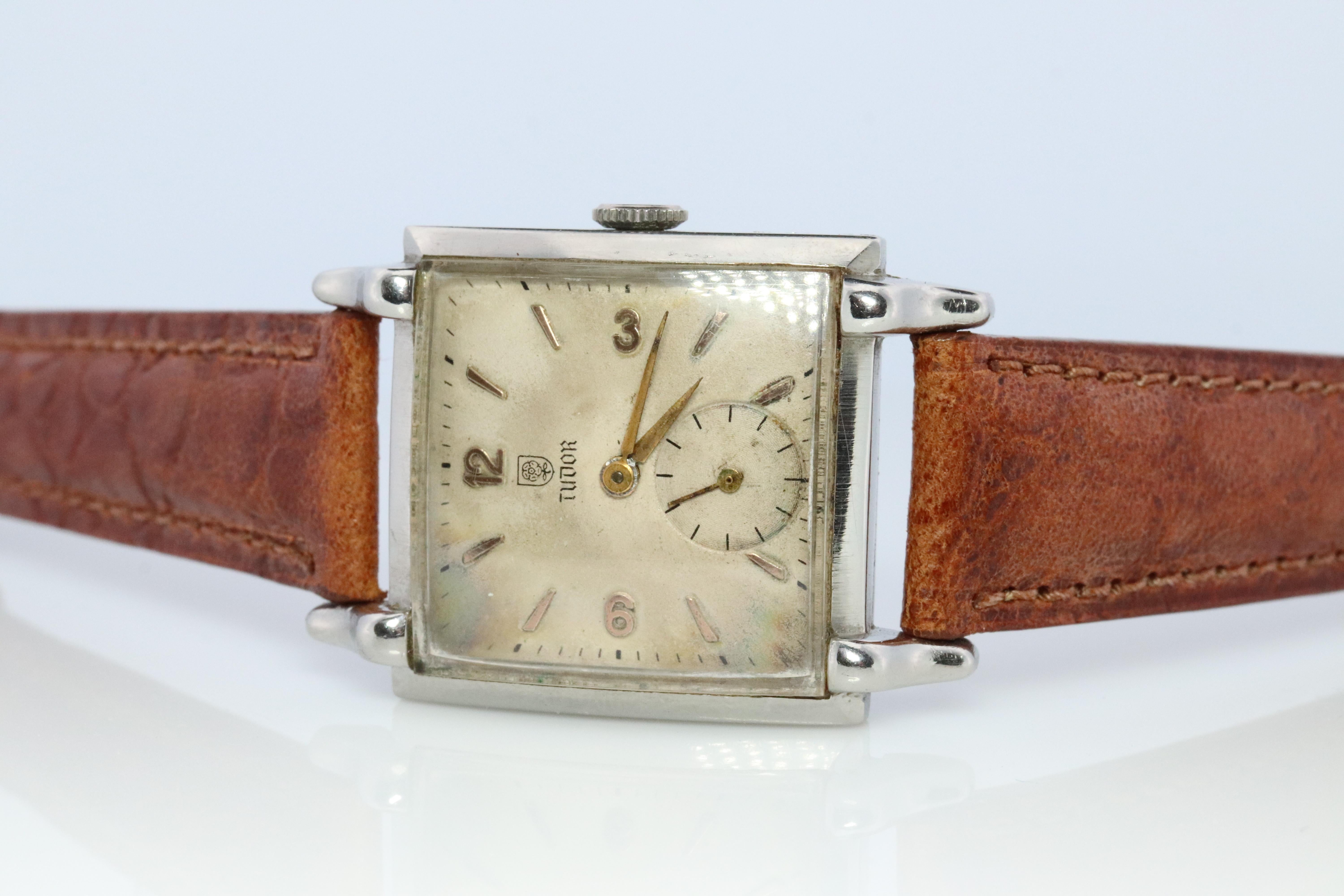 Modern Vintage TUDOR Watch. Square Tudor 812 Manual Windup Wrist Watch. For Sale