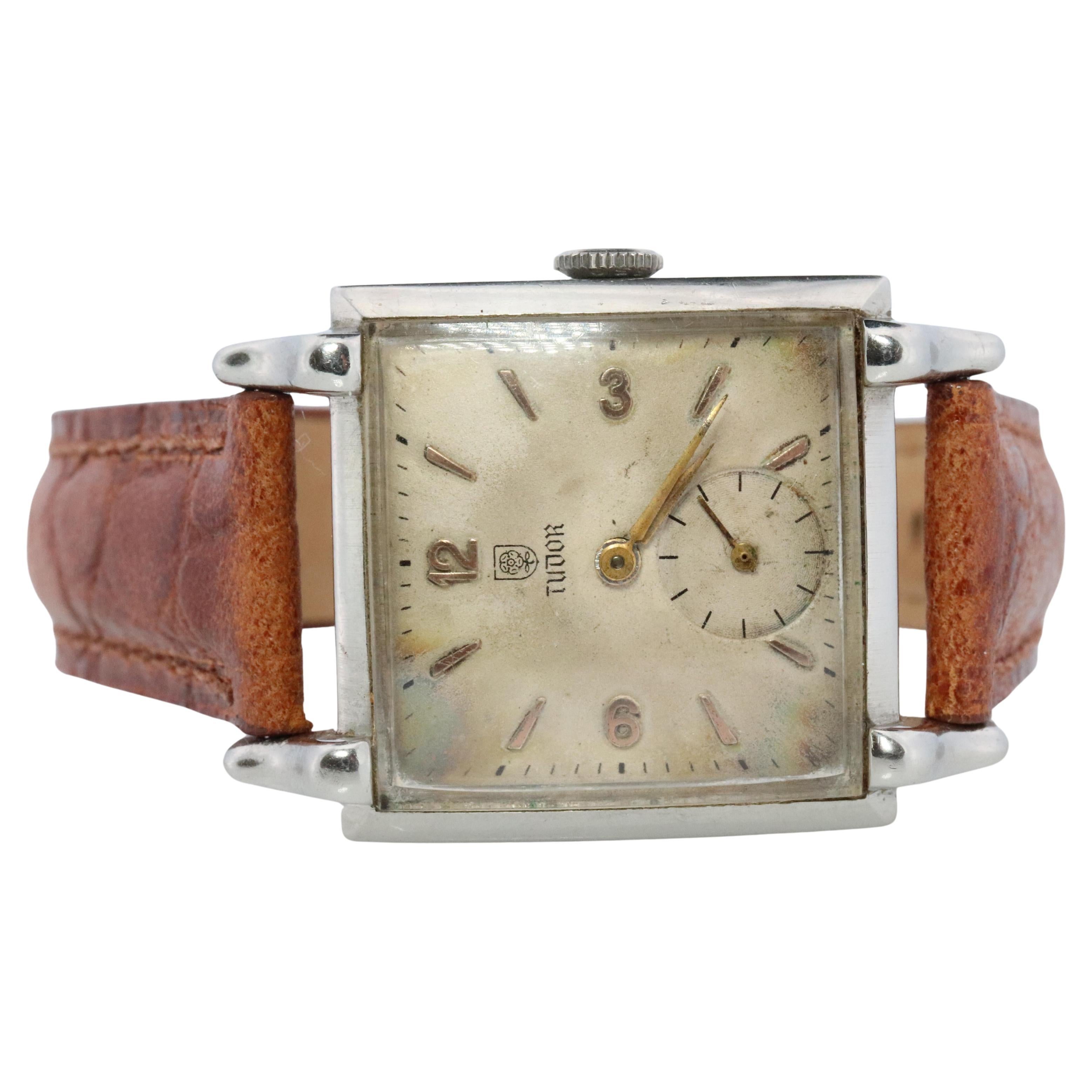 Vintage TUDOR Watch. Square Tudor 812 Manual Windup Wrist Watch.