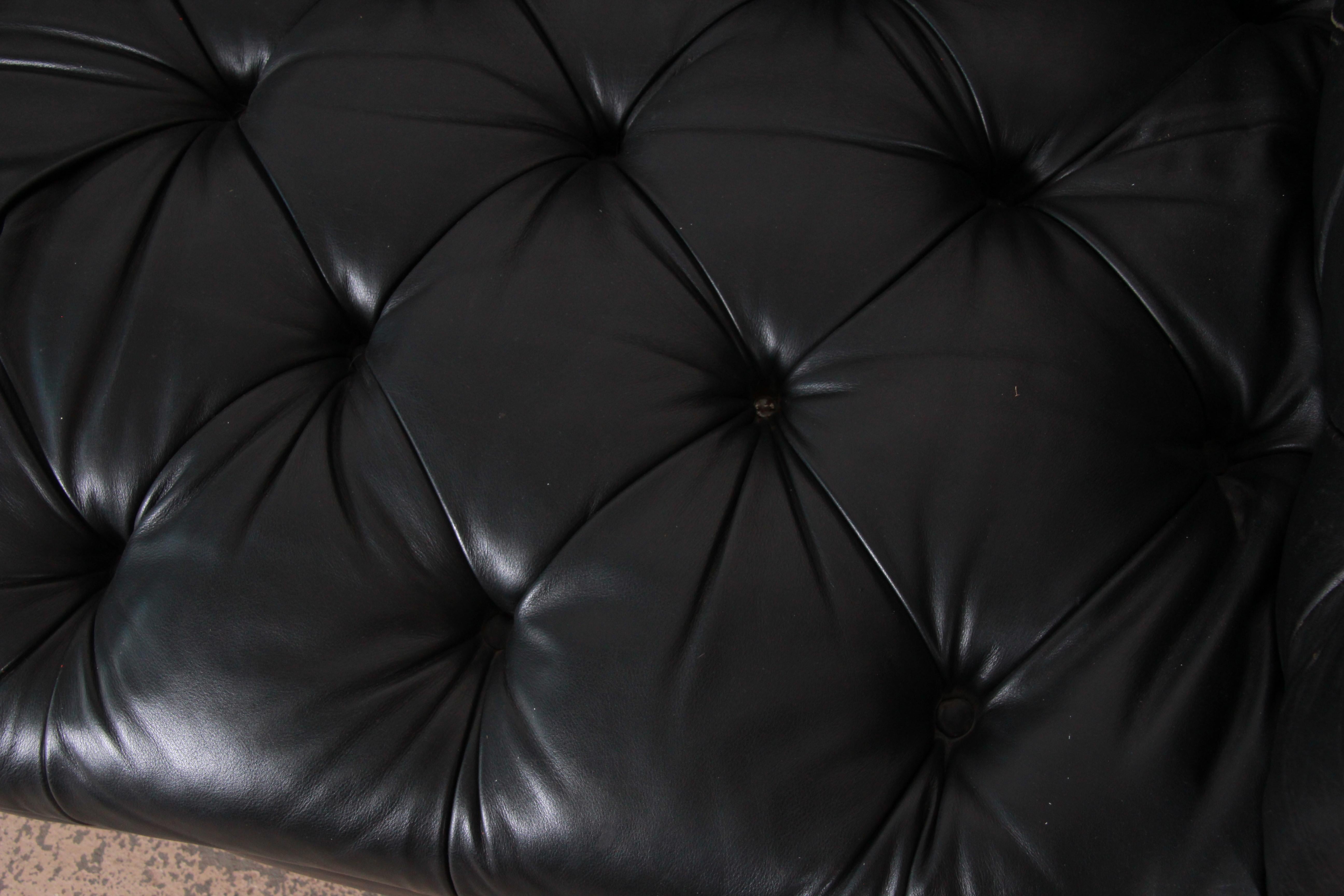 Vintage Tufted Black Leather Chesterfield Sofa, circa 1960s 8