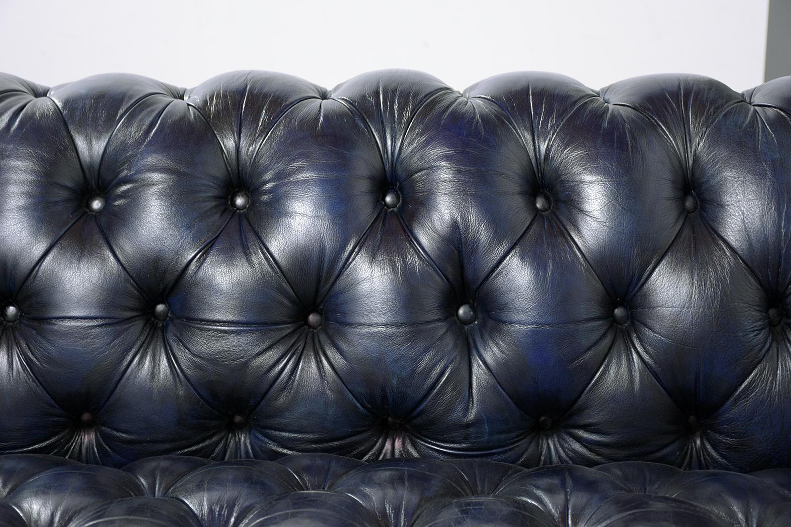 blue leather chesterfield sofa