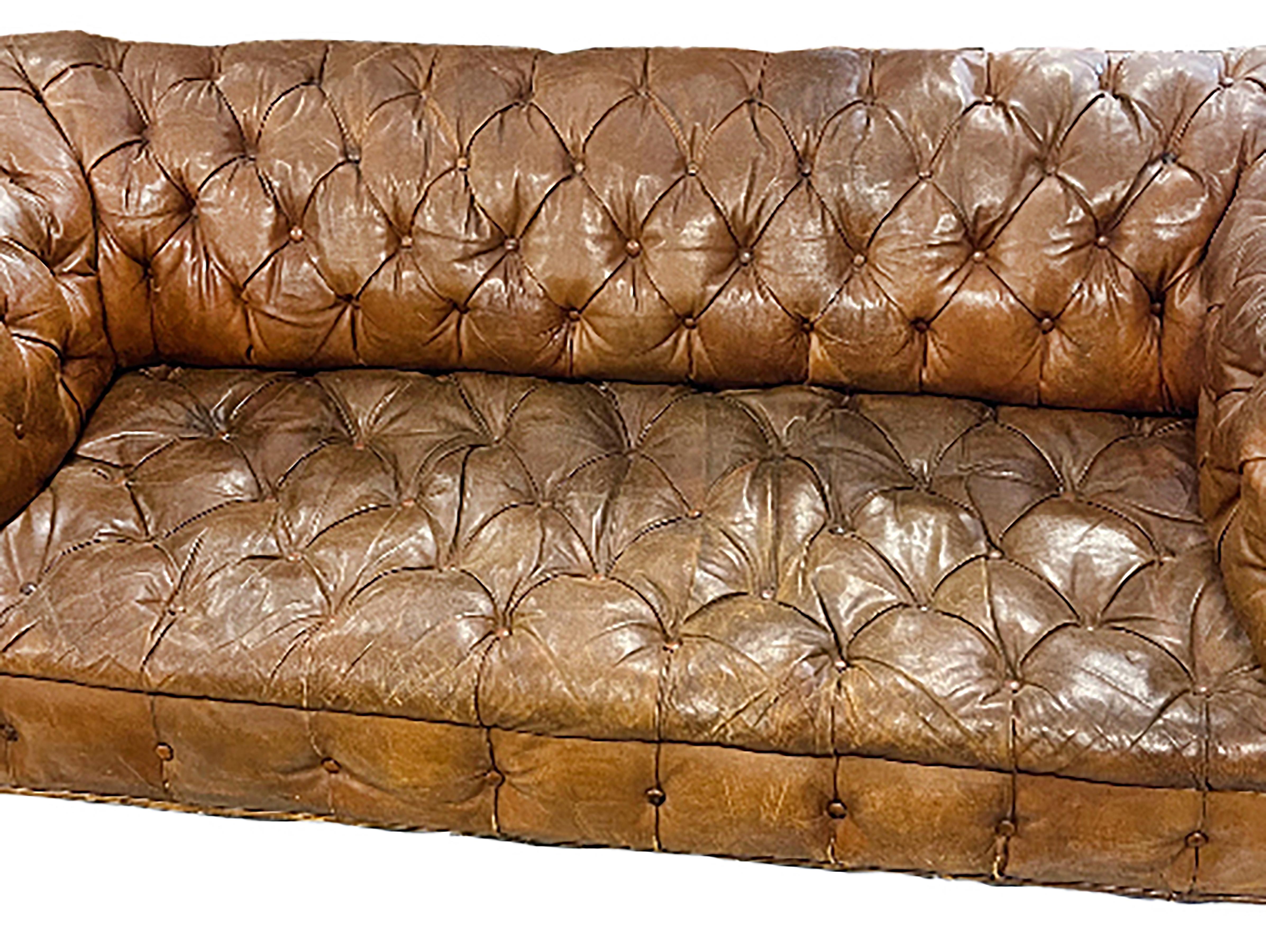 Late 19th Century Vintage Tufted Chesterfield Sofa For Sale