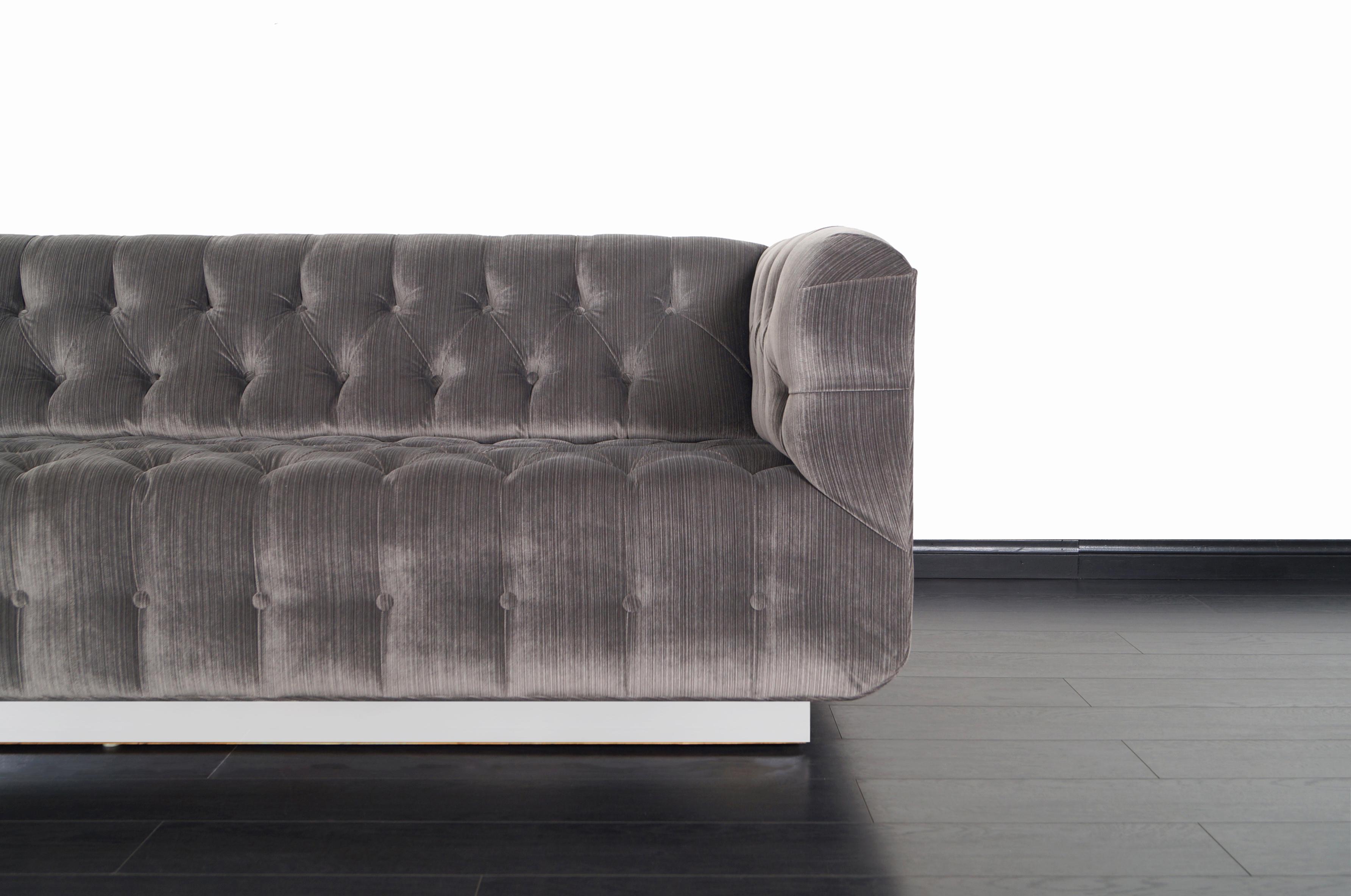 Late 20th Century Vintage Tufted Chrome Sofa by George Kasparian
