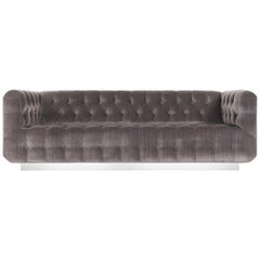 Vintage Tufted Chrome Sofa by George Kasparian