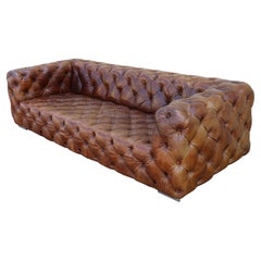 Vintage Tufted Distressed Leather Chesterfield Sofa by Restoration Hardware