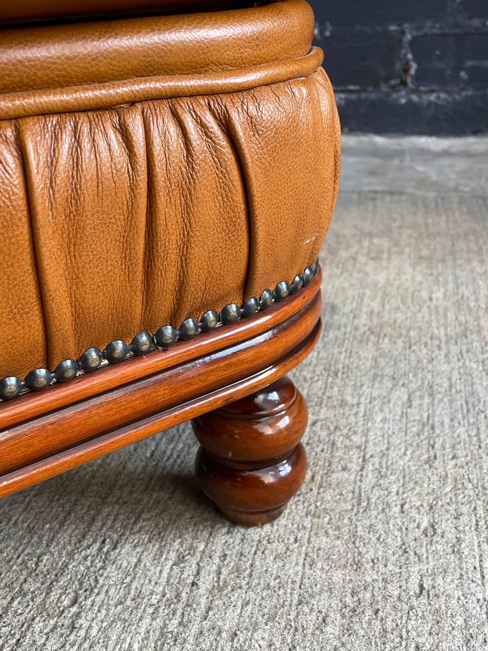 Vintage Tufted Honey Brown Leather Sofa For Sale 3