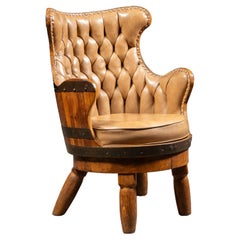 Vintage Tufted Leather Chesterfield Barrel Chair