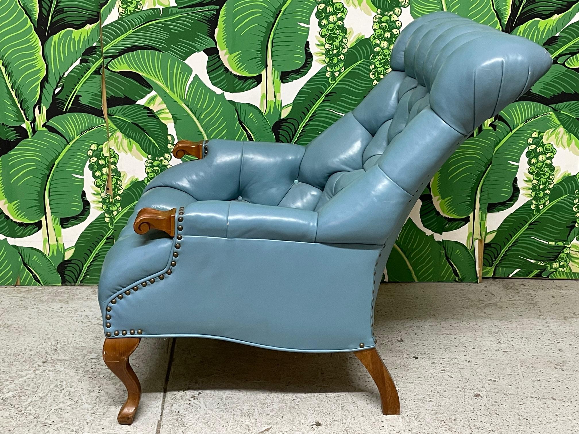 leather chesterfield chair and ottoman