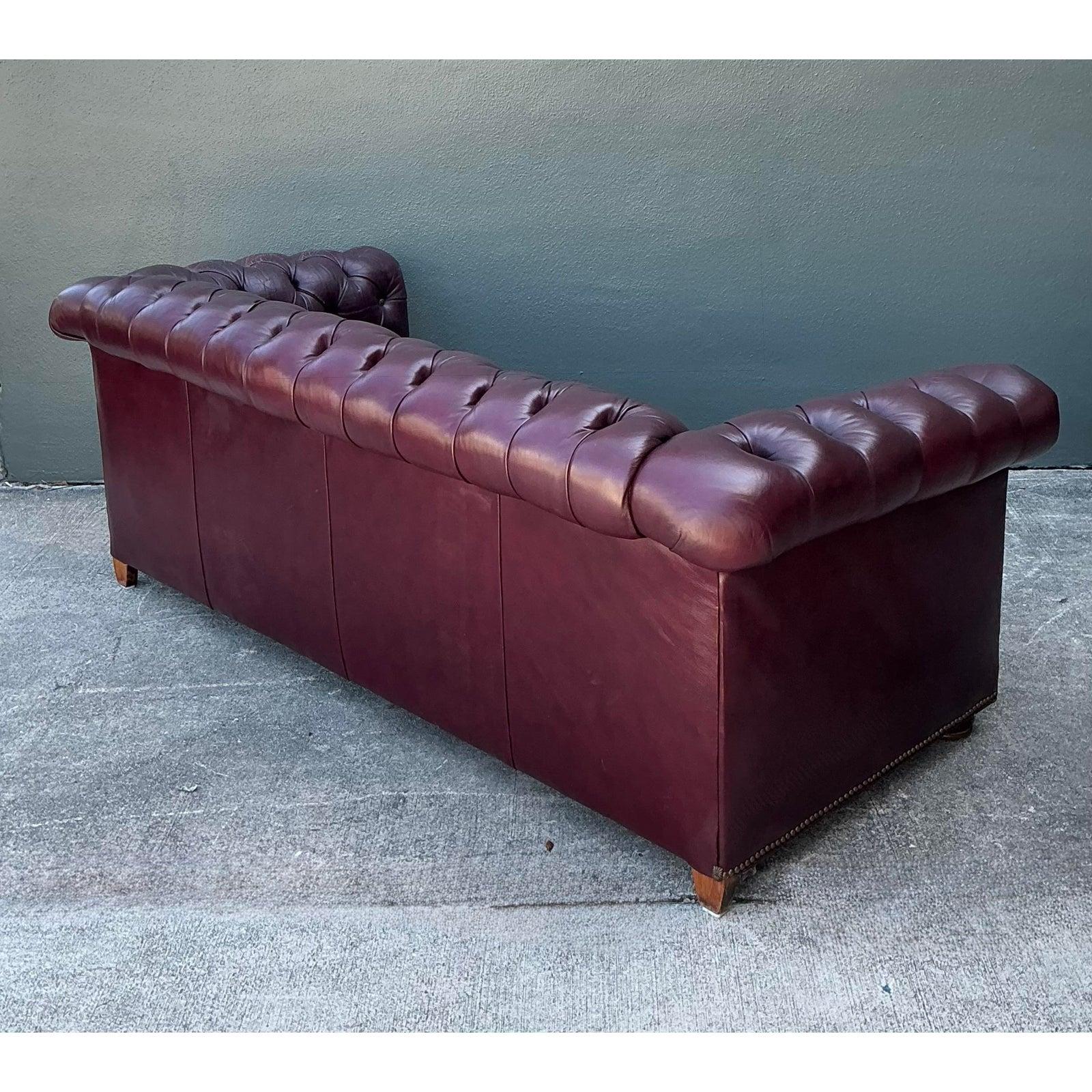 Vintage Tufted Leather Chesterfield Sofa For Sale at 1stDibs