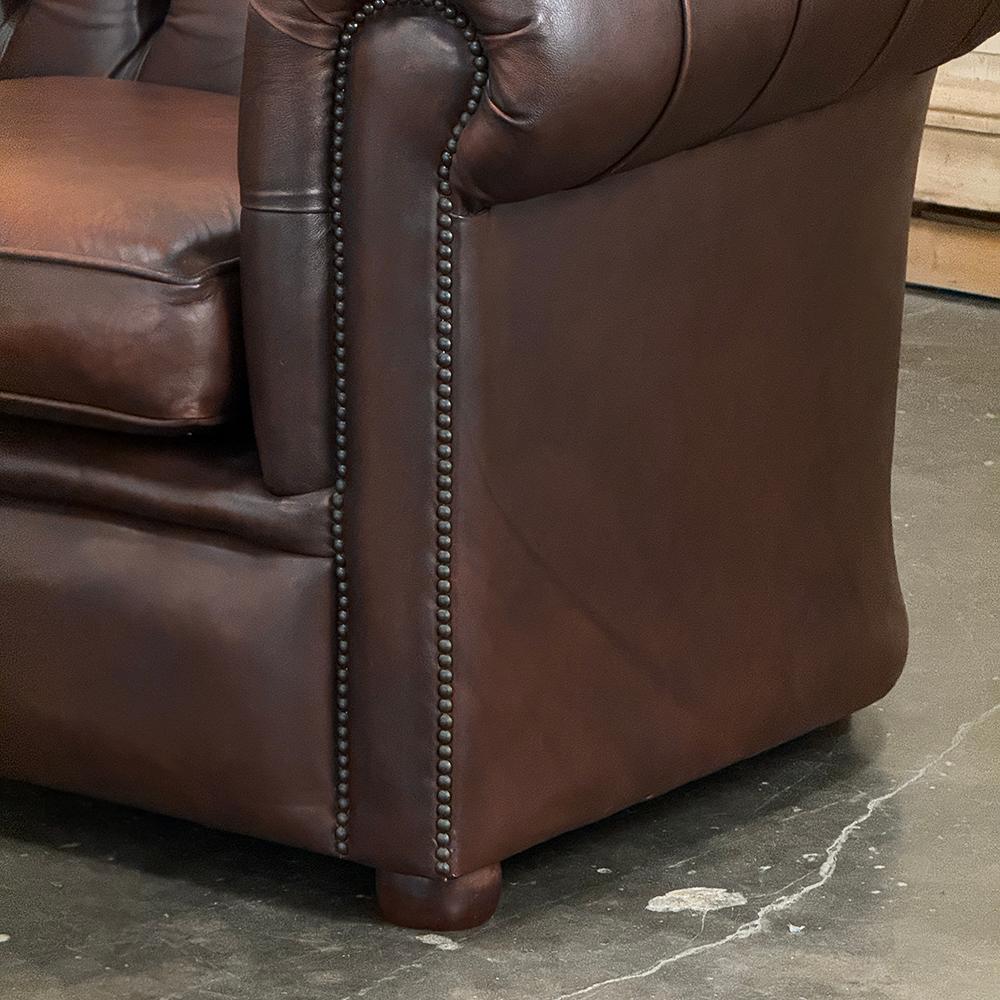Divano Chesterfield in pelle con inserti vintage in vendita 5
