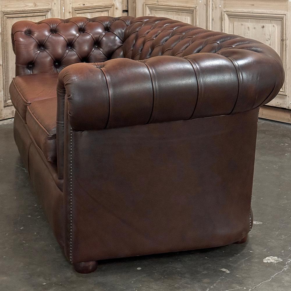 Vintage Tufted Leather Chesterfield Sofa For Sale 8
