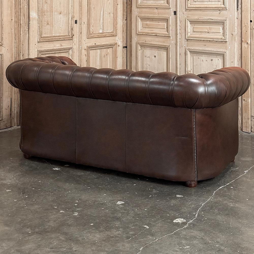 Vintage Tufted Leather Chesterfield Sofa For Sale 9