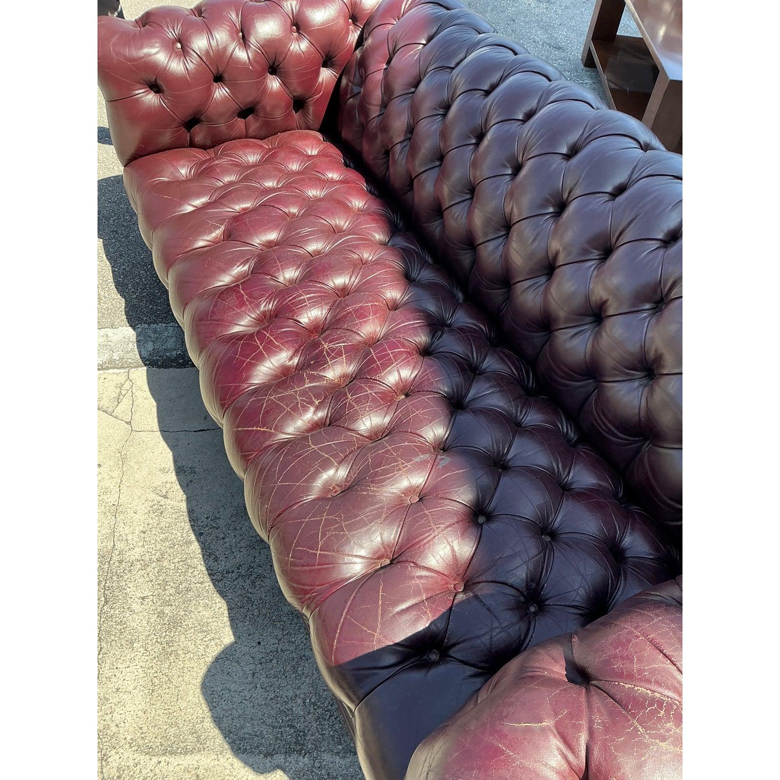 Vintage Tufted Leather Chesterfield Sofa For Sale at 1stDibs
