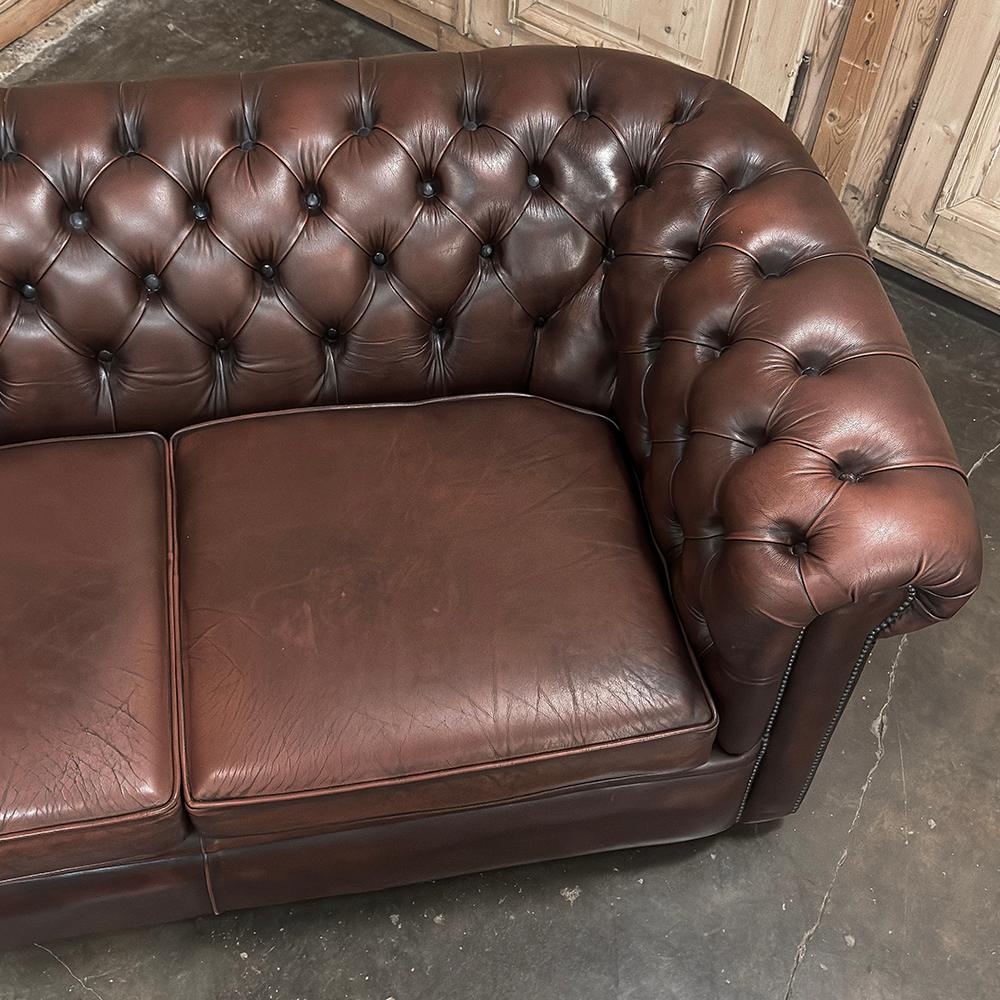 20th Century Vintage Tufted Leather Chesterfield Sofa For Sale