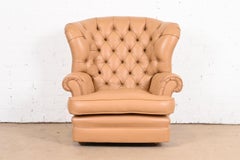 Vintage Tufted Leather Chesterfield Wingback Lounge Chair