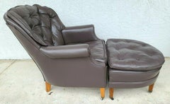 Vintage Tufted Leather Lounge Chair & Ottoman by Hickory Chair Company