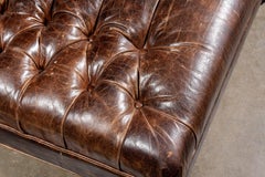 Vintage Tufted Leather Ottoman By Drexel Heritage in Brown