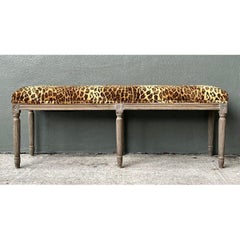 Vintage Tufted Leopard Bench
