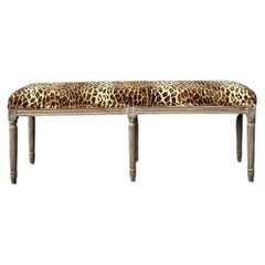 Vintage Tufted Leopard Bench
