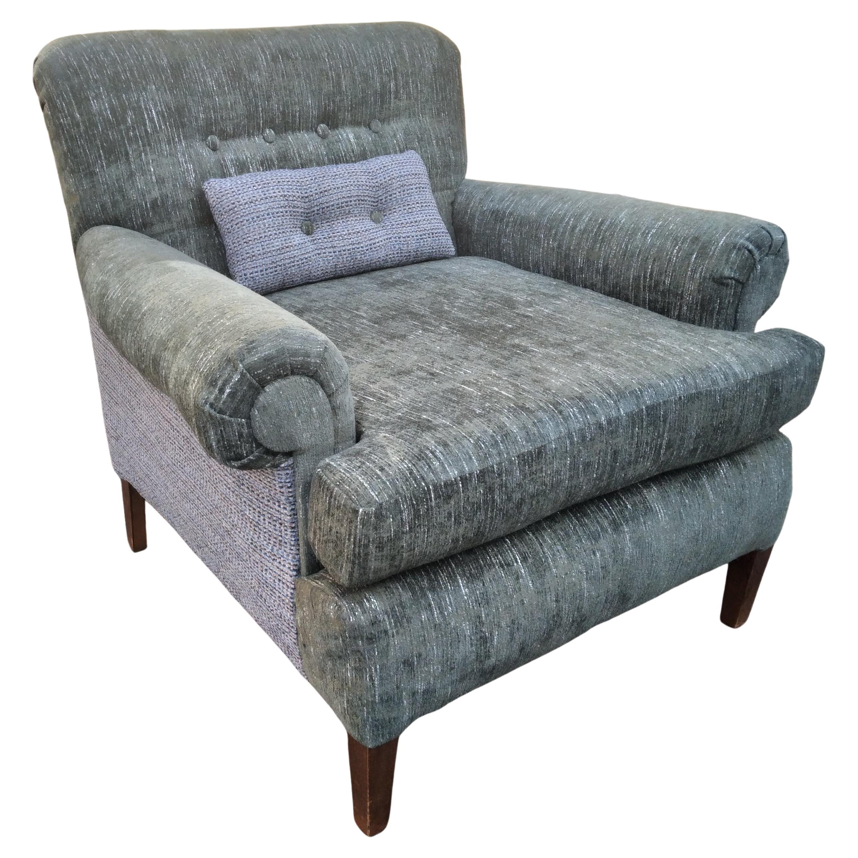 MidCentury Koehler Armchair in Ivory with Tan and Bluein stock For