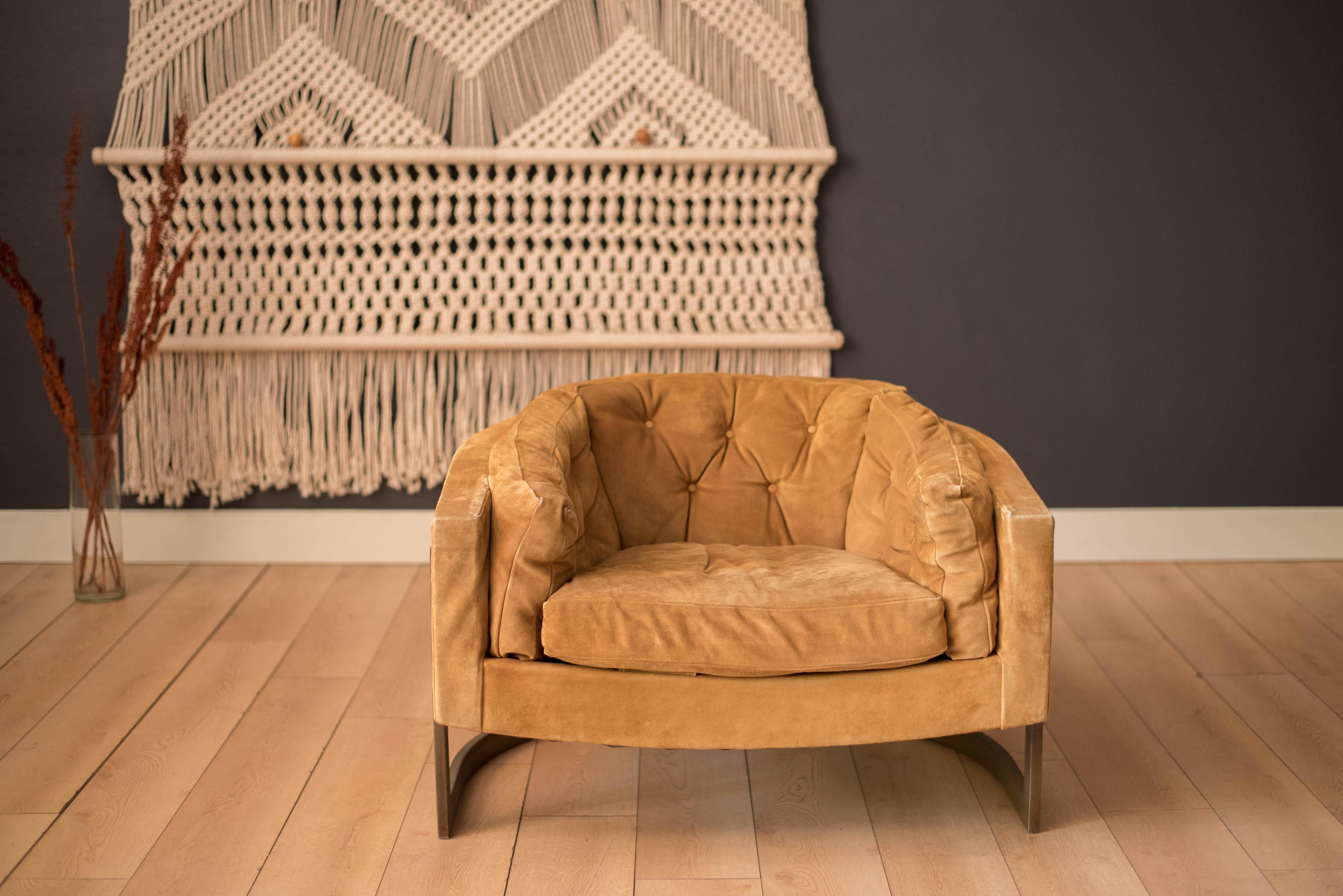 suede barrel chair