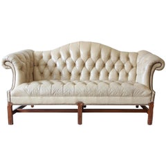 Vintage Tufted Tan Leather Chesterfield Sofa