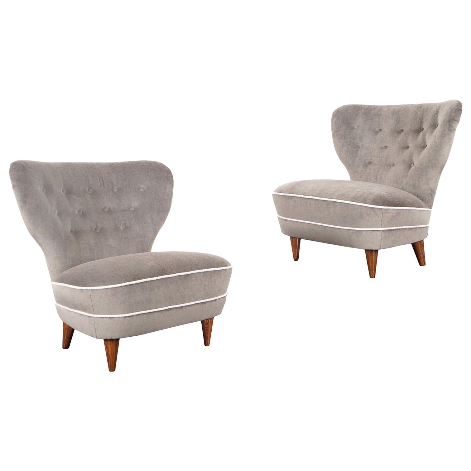 Vintage Tufted Wingback Lounge Chairs