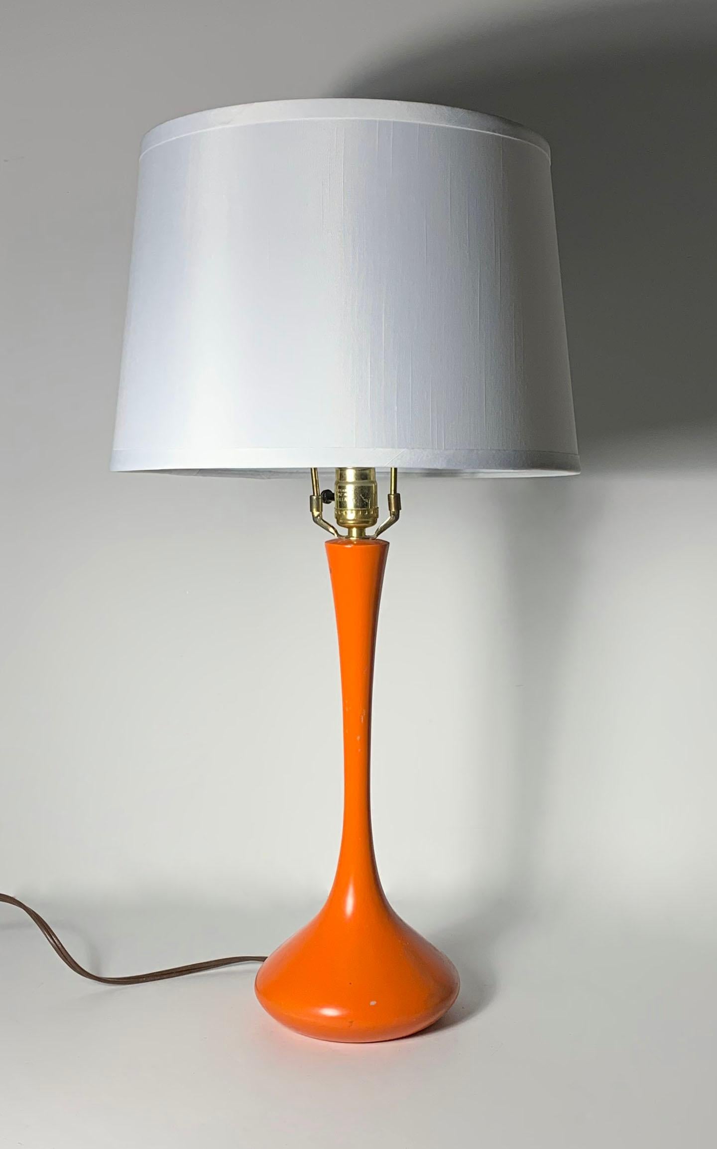 Vintage Tulip lamp by Laurel in Orange
Some minor loss and aging to original orange enamel paint (as shown).

Sold Sans Shade.